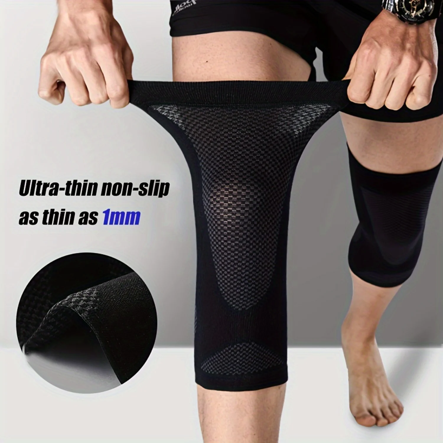 1 Pair Thin Knee Brace, Elasticated Compression Sleeve for Leg Arthritis Injury - Supportive Bandage Sleeve for Pain Relief