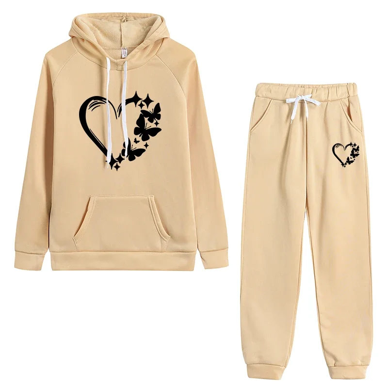 Tenues décontractées pour femmes, sweat à capuche, pantalon de survêtement, automne hiver, sport quotidien, Jogging, maison, extérieur, confortable, doux, survêtement à capuche