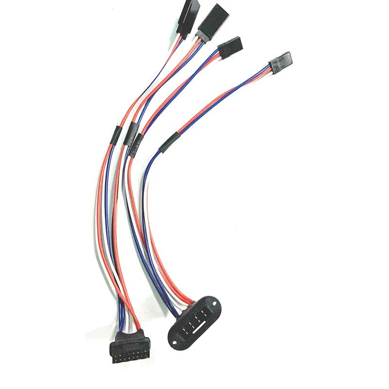 MPX 8 Pins Flange Mounted Male Female Multi Wire Dual Triple quadruple 2/3/4 Servo Extension Wire Harness 20awg for RC Plane