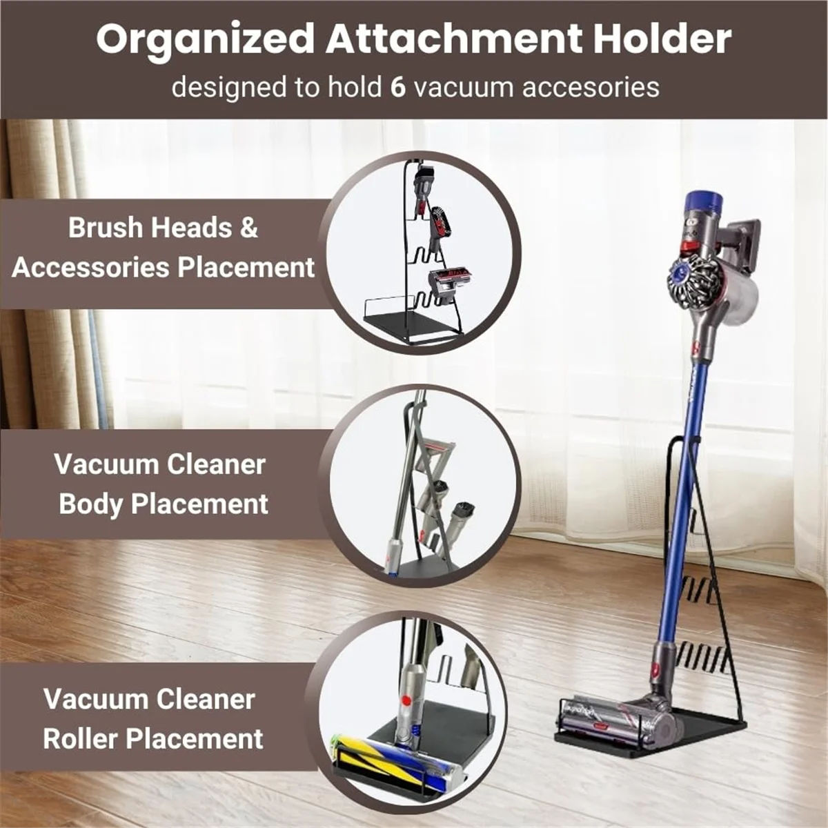 

B43C Vacuum Cleaner Bracket Holder Floor Stand Storage Brush Shelf Cleaner Parts Brush Tool Storage Holder Black