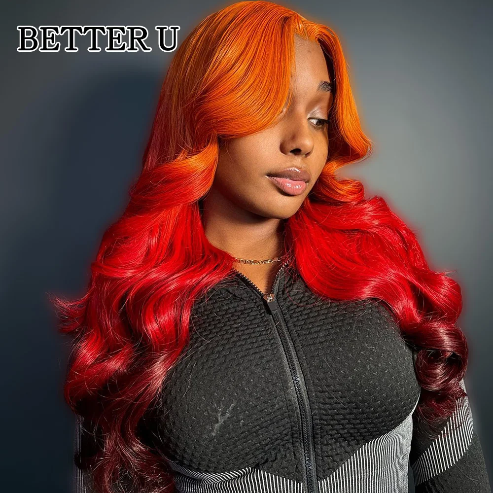

Ombre Ginger Red Colored 13x4 13x6 Lace Front Human Hair Wigs For Women Pre-Plucking Body Wave 5x5 Lace Closure Wig Human Hair