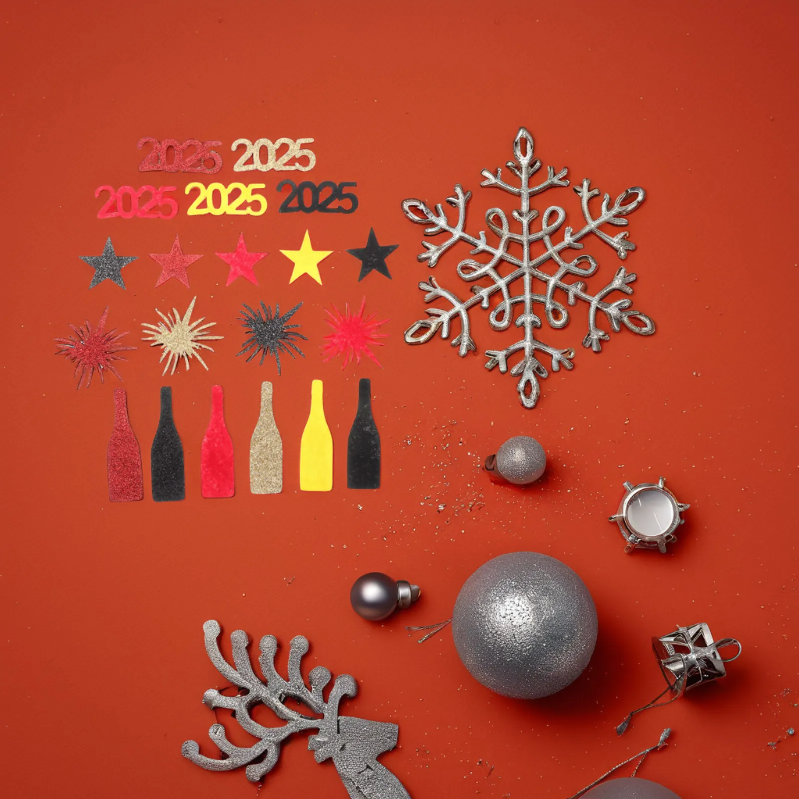 

50 шт., украшения для стола с конфетти, блестящие войлочные посыпки для новогодней вечеринки, 2025 праздничные принадлежности, реквизит для фотосессии, печать