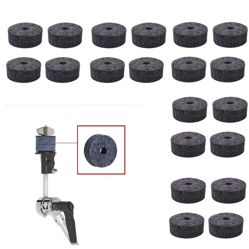 20pcs Cymbal Felt Washer Felts Crash Cymbals Clutch Felt Drum Parts Set Gray Accessories Drum Felt Washer