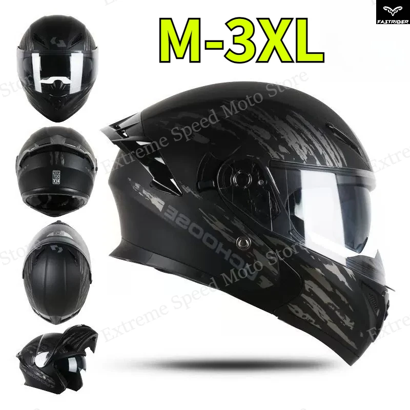 

Modular Flip Up Motorcycle Helmet, Full Face Motorbike Helmet with Dual Visor for Street Riding