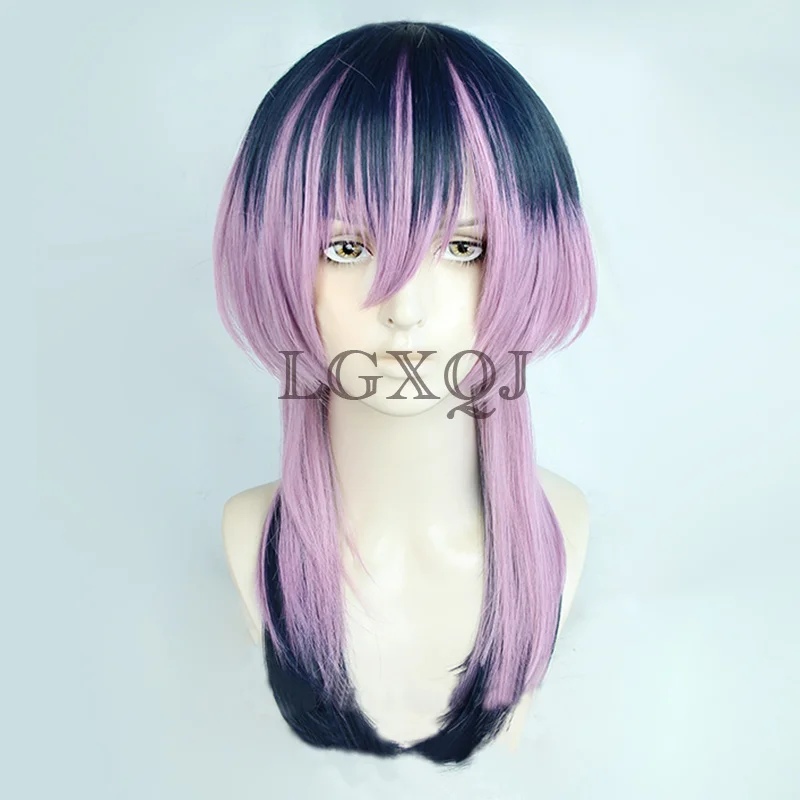 Haitani Rindou Cosplay Wig Anime Cos Blue Purple Hair Earring Stickers Heat Resistant Party In Stock + Free Wig Cap