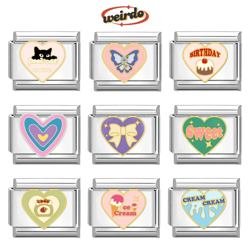 Итальянские очаровательные звенья в стиле ретро, золотой слон, дельфин, Бабочка, модуль «сделай сам», браслет подходит для браслетов из нержавеющей стали 9 мм, изготовление ювелирных изделий