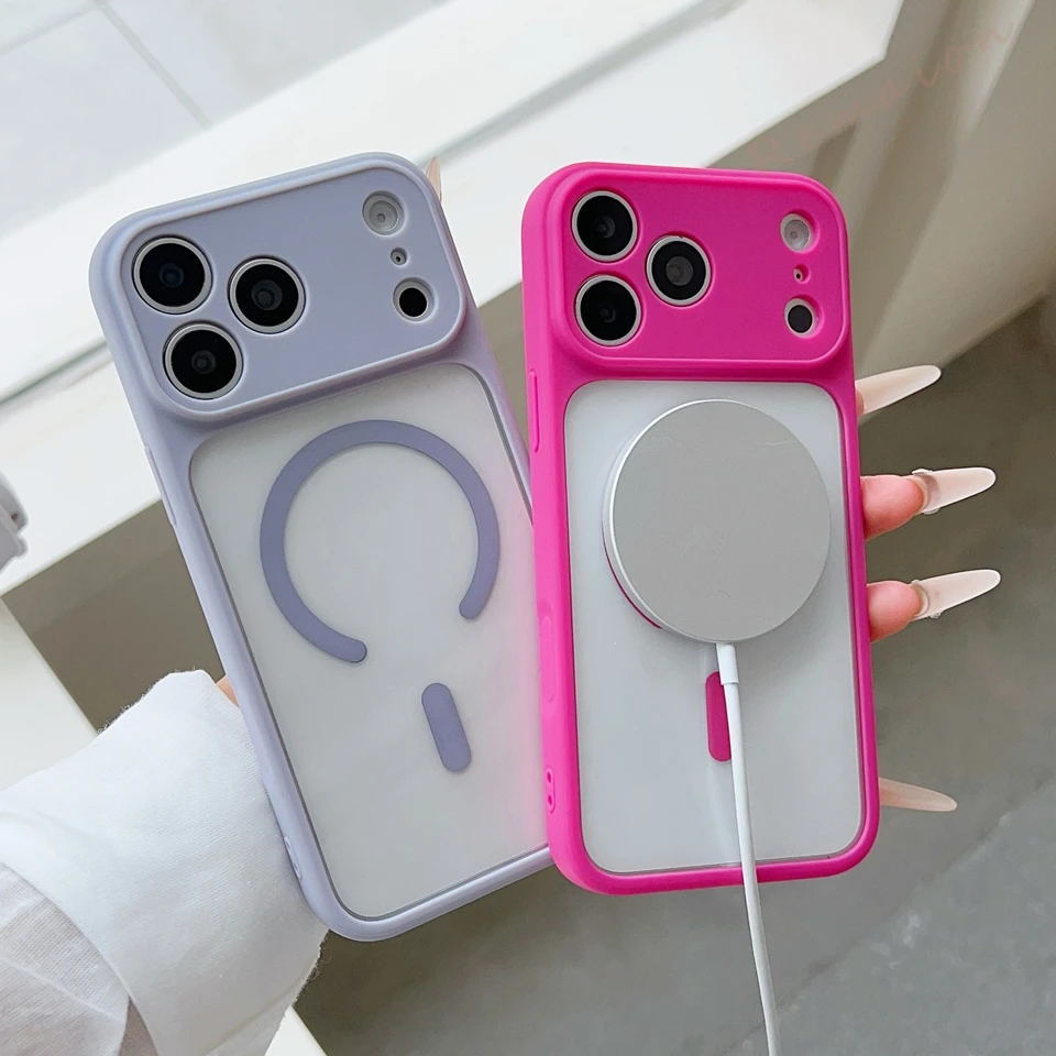 Coque de téléphone magnétique transparente en acrylique pour iPhone 17 16 15 14 13 12 11 Pro Max compatible avec la charge sans fil