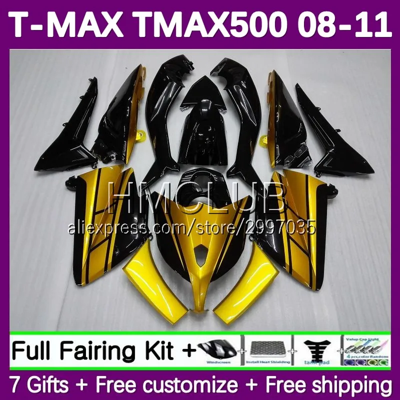 OEM Fairing For YAMAHA TMAX MAX 500 T MAX500 TMAX500 156No.11 MAX-500 08 09 10 11 T-MAX500 2008 2009 2010 2011 Body Golden black