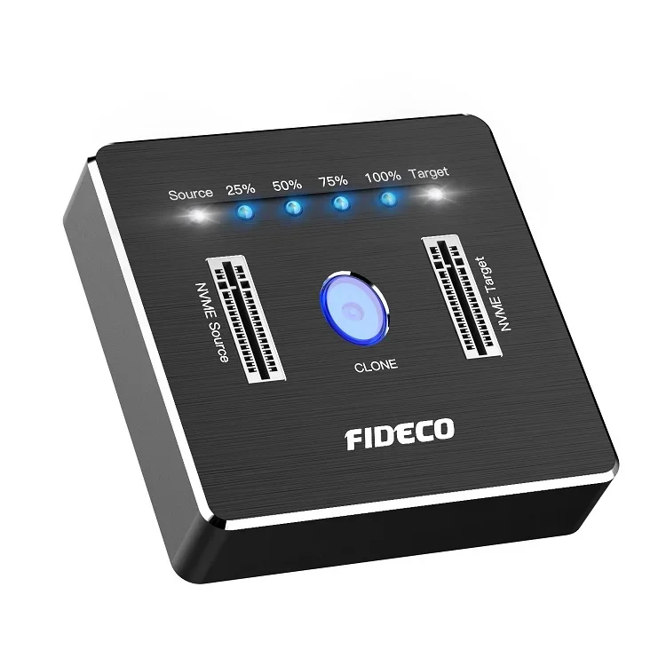 

FIDECO Ssd Duplicator Cloner Dual-bay Offline Clone USB Type-c To NVME USB C 3.1 Gen 2 M.2 Nvme SSD Docking Station