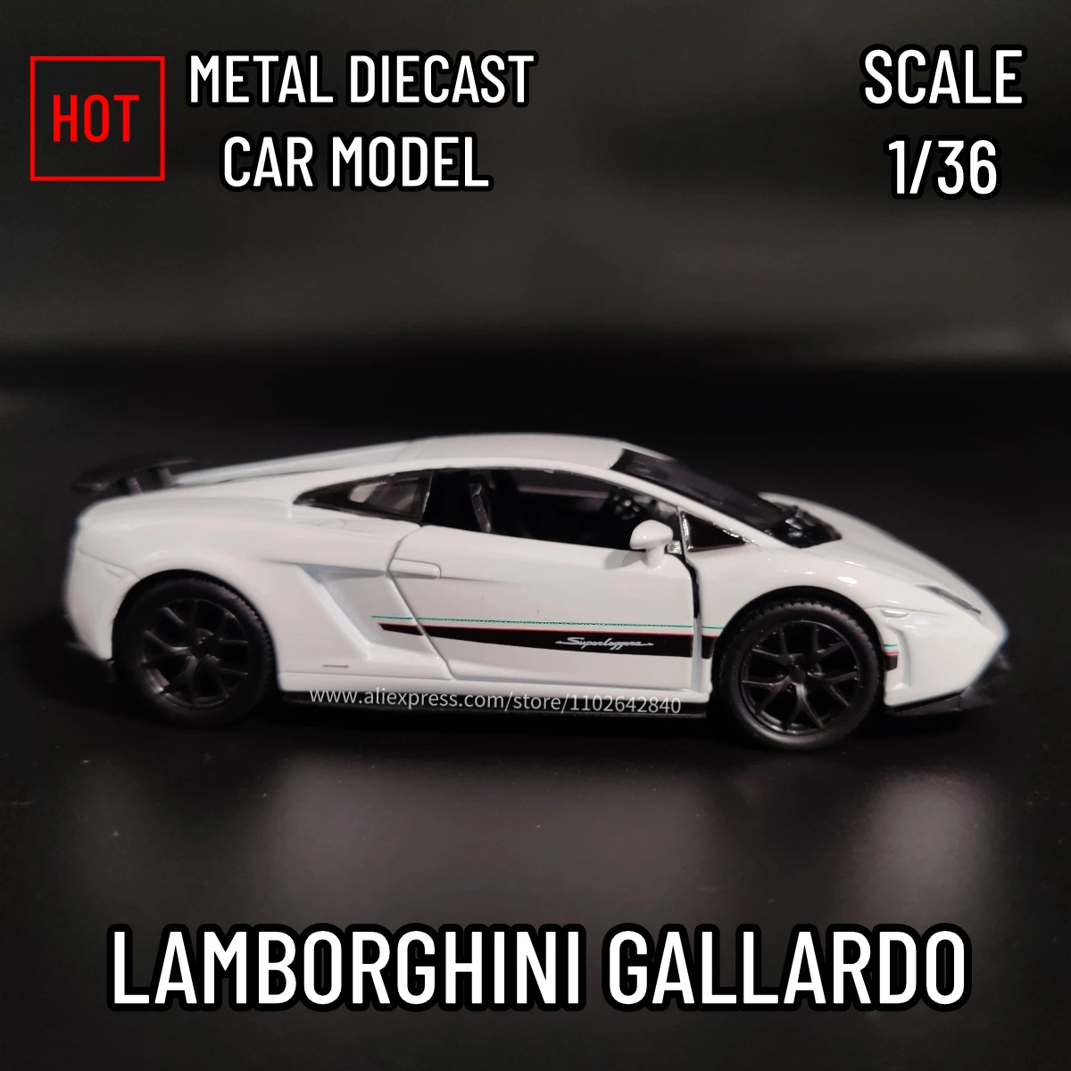 1:36 Car Model Lamborghini Gallardo Replica Scale Metal Miniature Art Home Vehicle Interior Decor Xmas Kid Gift Toy Collection