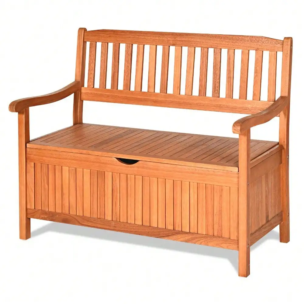 

33 Gal Outdoor Storage Bench Deck Box Patio Storage Loveseat w/Removable