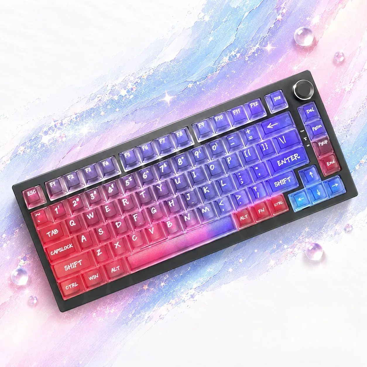 Gradient Frosted Translucent PC Keycaps Cherry Profile 119-Key Set for Wooting MCHOSE AULA Custom Mechanical Keyboards
