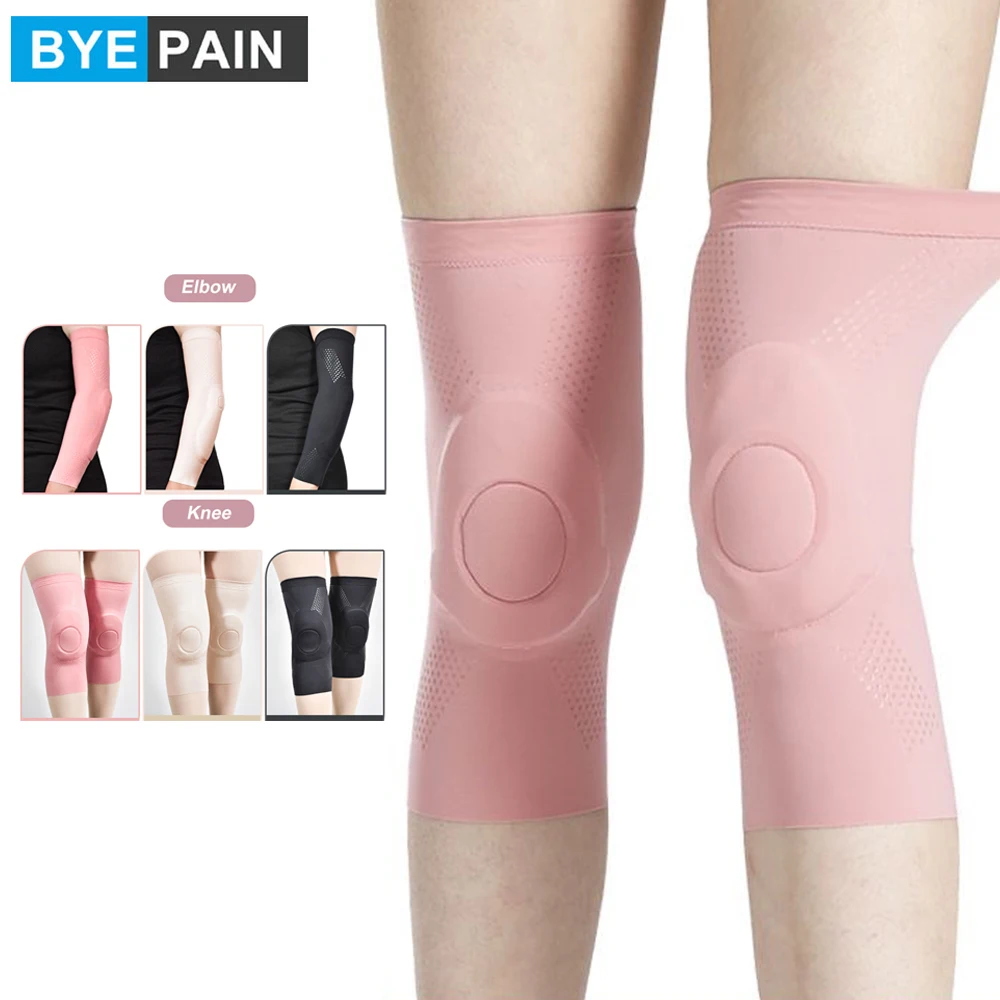 1Pair Compression Knee Elbow Pads With Silicone Gel Pad, Volleyball Knee Pads for Women Girls Dancers Yoga Pole Floor Dance