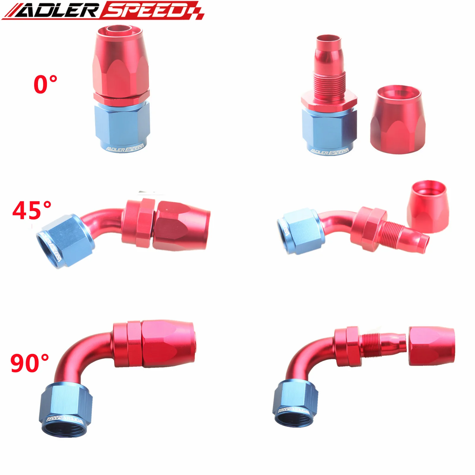 Universal AN4/AN6/AN8/AN10/AN12/AN16/ AN20 Straight 0 45 90 120Degree Oil Fuel Swivel Hose End Fitting Oil Hose End Adaptor Kit