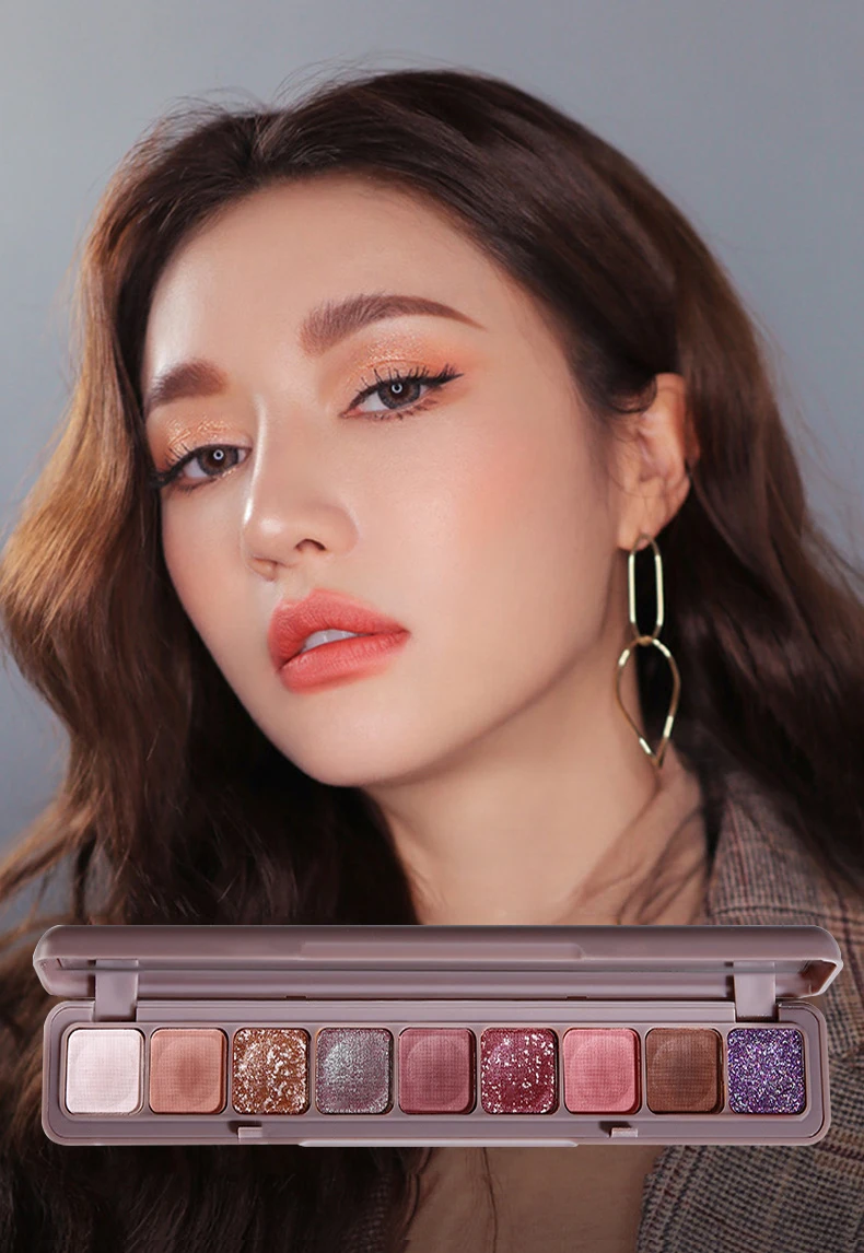 9 Colors Travel Size Mini Gliltter Eyeshadow Palette Matte Shimmer Nude Make Up Palette Long Lasting Blendable Women Cosmetic