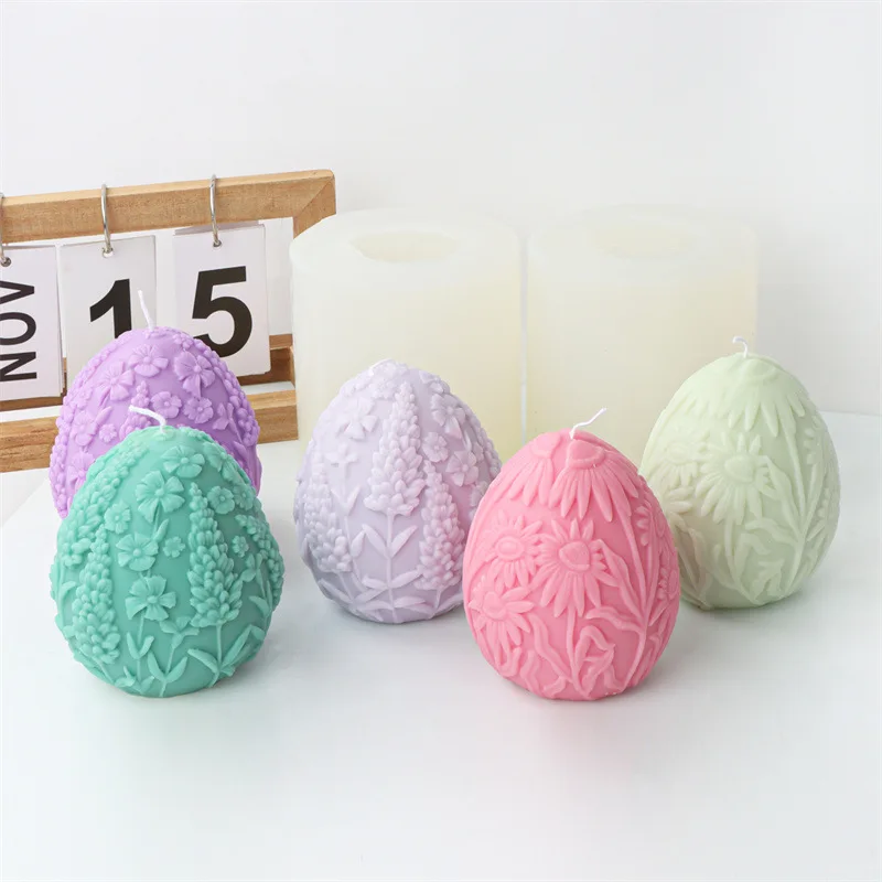 3D Egg Candle Silicone Mold DIY Mousse Chocolate Cake Craft Baking Tool Easter Simulation Pattern Egg Resin Mould Home Decor