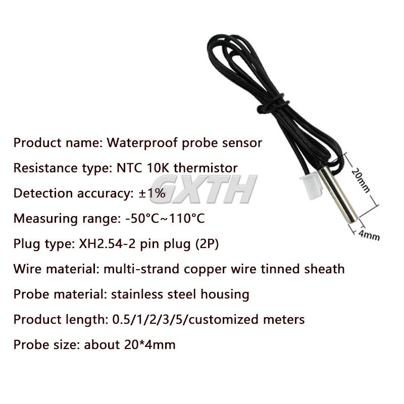 Wasserdichte Temperatur Sensor Sonde Hohe Präzision Temperatur Messung 10K/B3950 Thermistor NTC Temperatur Überwachung