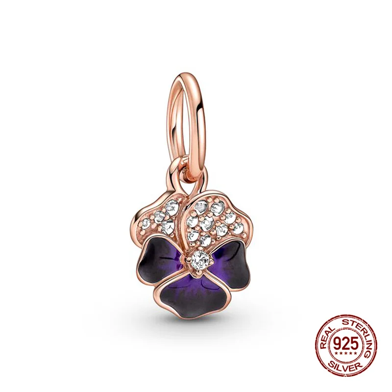 Charm-Anhänger aus 925er Silber, exquisite Rosen und Schneeflocken, passend für 3 mm Armbänder, Halsketten für Frauen, luxuriöser DIY-Schmuck, Geschenke
