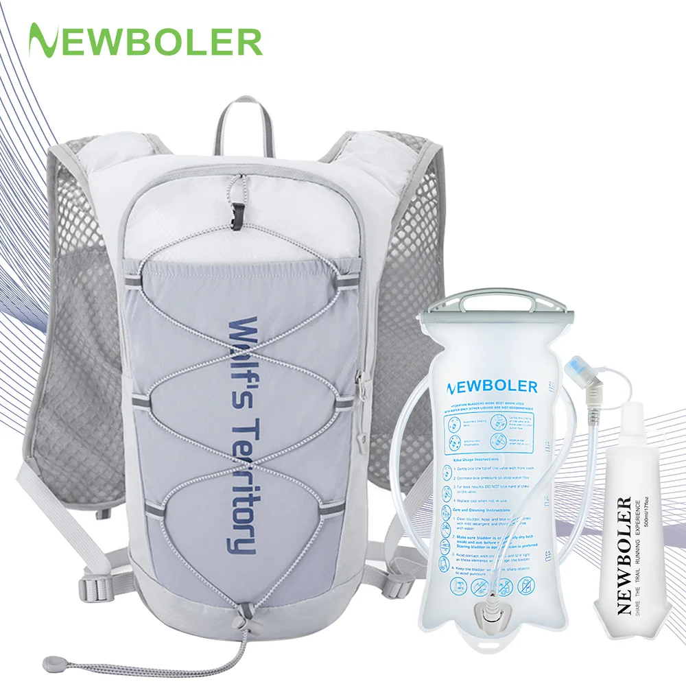 NEWBOLER Outdoor Trail Running Ultralight Backpack Running Hydration Vest Breathable Marathon Running Backpack Water Bottle