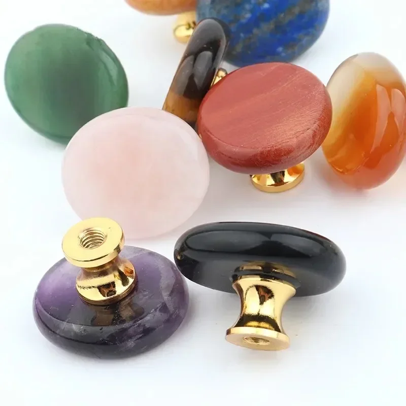 Pure Nature stone Crystal Reiki Drawer Handles Small Gift Box Decorative Handle Kitchen Cabinet Knob Quartz Black obsidian