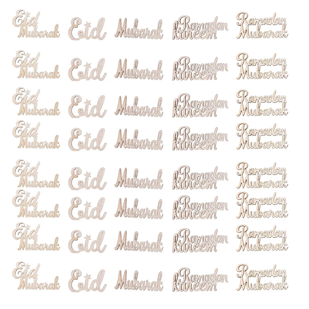 

75pcs Wooden Letter Hanging Sign Eid Mubarak Festival Party Decor Home Accessories Practical Gift Idea Safe