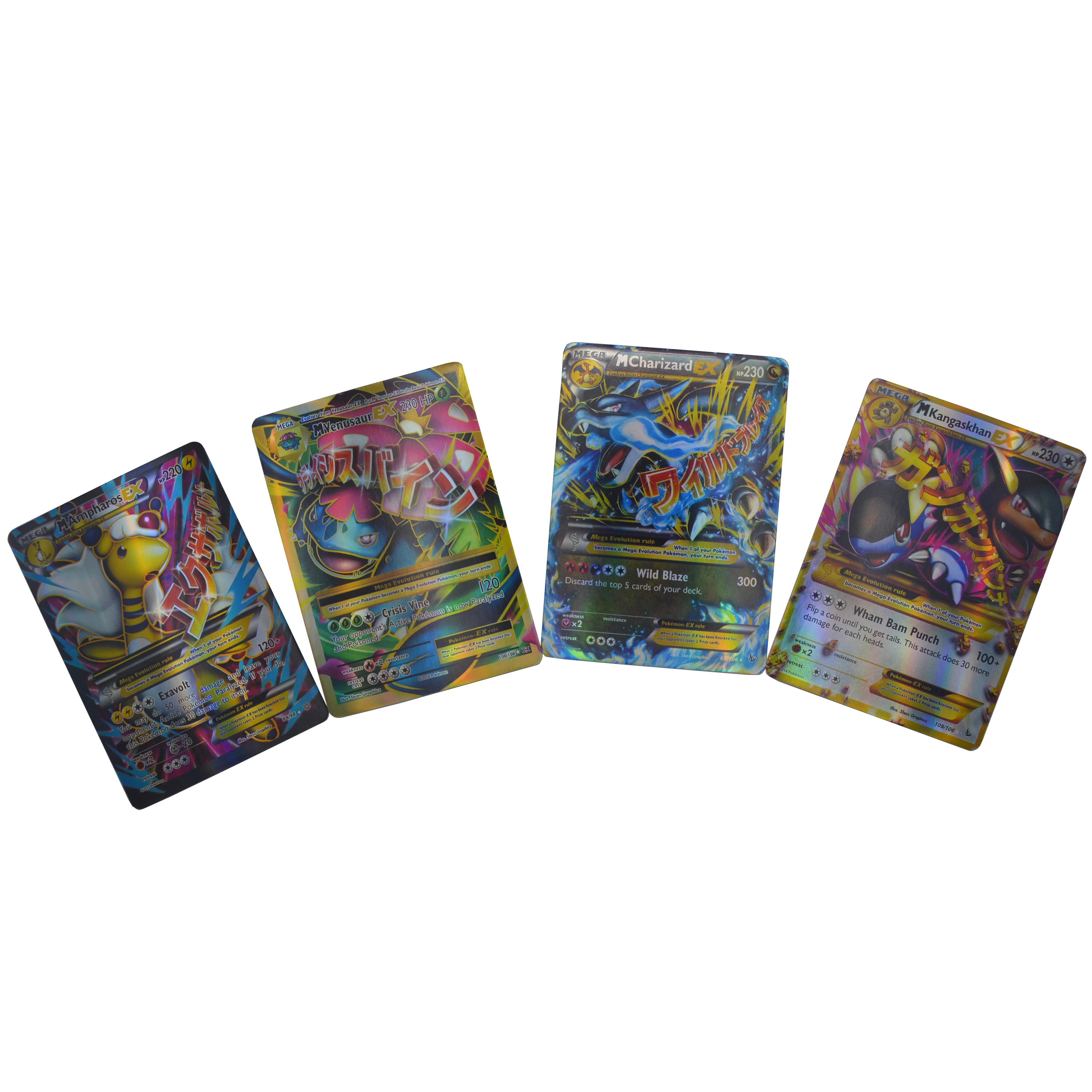 Caja de cartas de Pokémon Mega EX, 60 piezas, versión en inglés, tarjetas brillantes, colección de juegos, refuerzo, juguete para regalo para niños