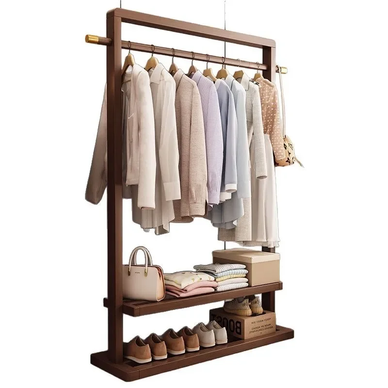 

Special Bedroom Coat Rack Floor-to-ceiling Vertical Drying Rack Dormitory Rental Room Balcony Solid Wood Bold Shelf