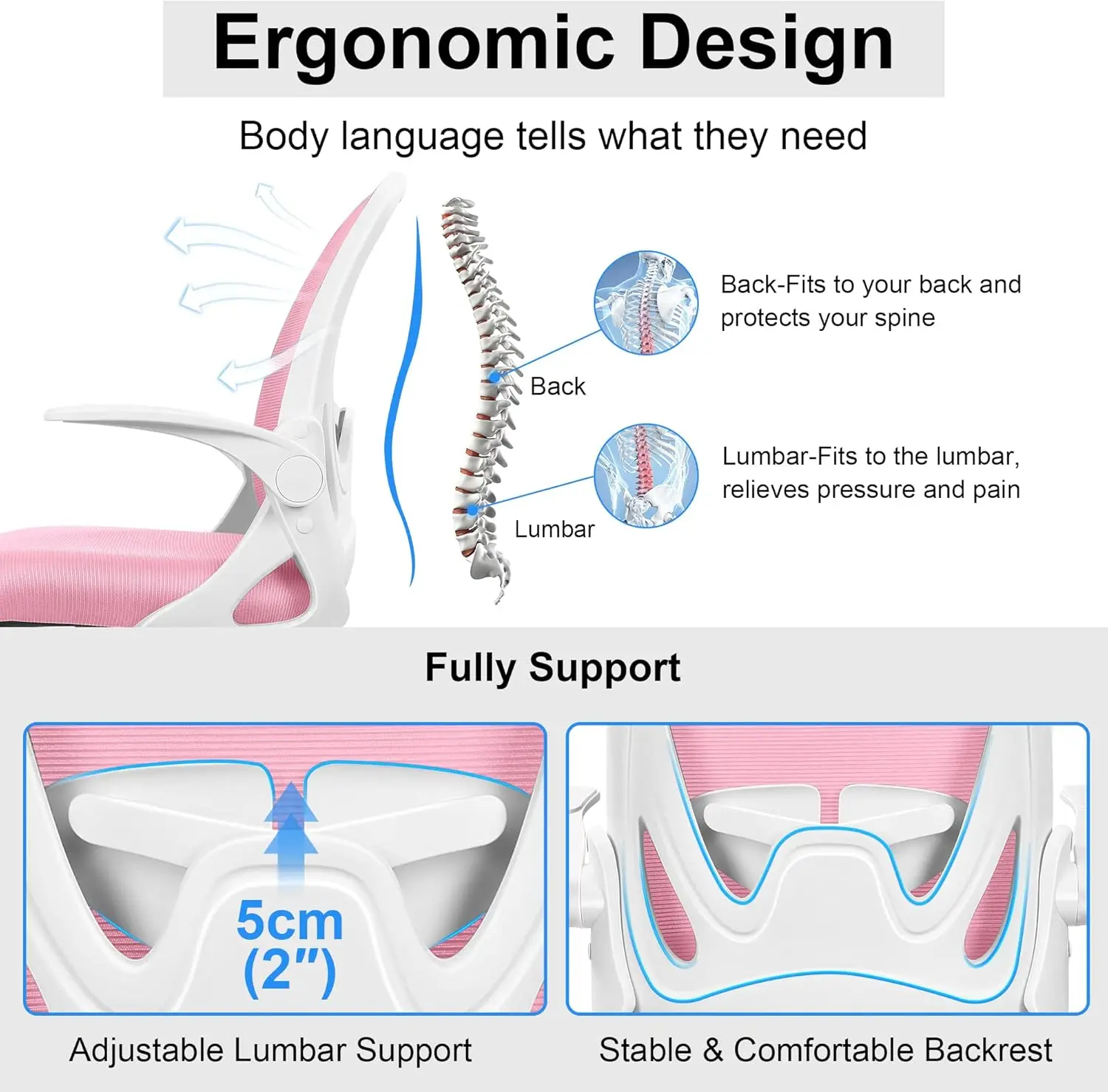 A high office chair with flip armrests for drawing, ergonomically designed computer upright office chair