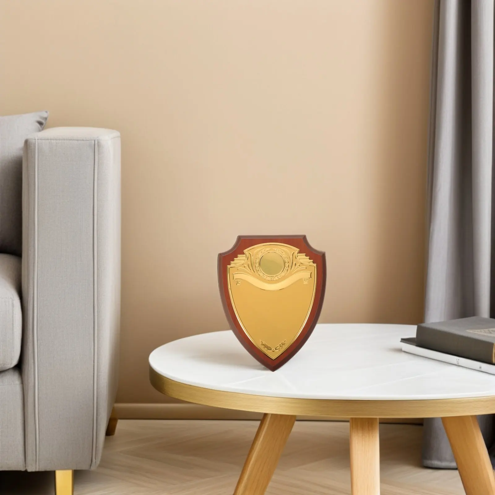 Shield-Shaped Wooden Plaque Blank for Engraving Premium Natural Wood and Metal Craft DIY Award Trophy Corporate Military