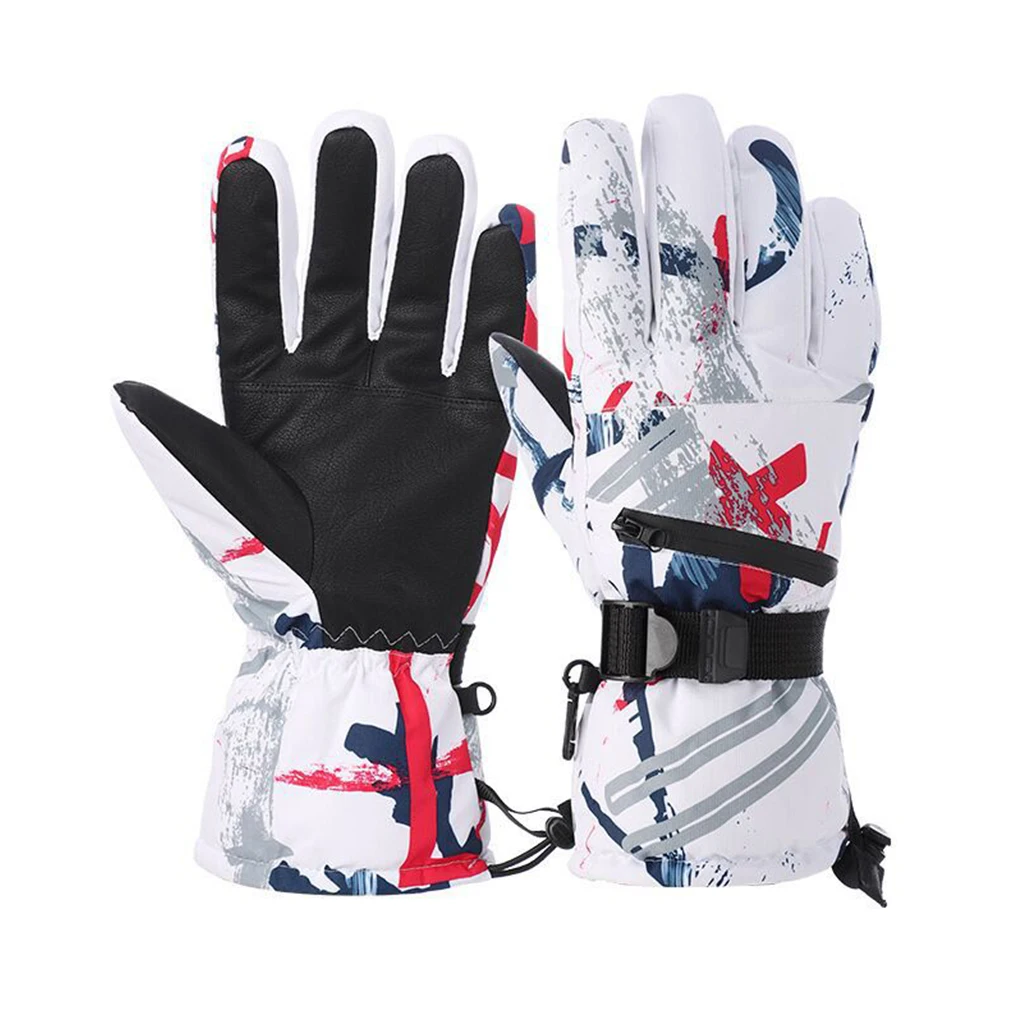 1 Paar Herren-Winterhandschuhe, tragbare, farbenfrohe Reißverschlusstasche, thermisch isoliert, wasserdicht, winddicht, für Outdoor-Aktivitäten und Snowboarden.