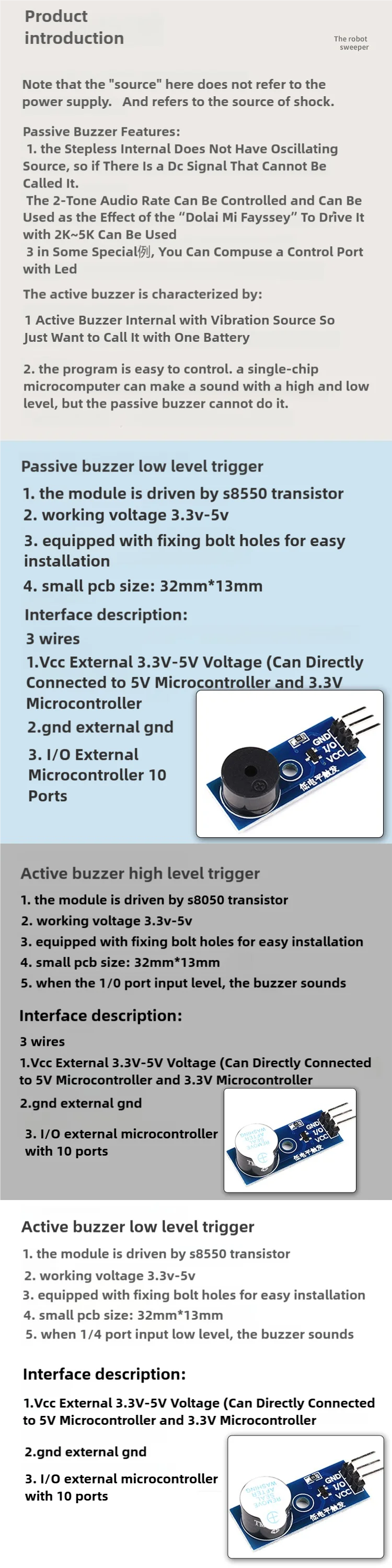 Snvi Hochwertiges Aktiv-/Passiv-Buzzer-Modul für Arduino Neues DIY-Kit Aktive Buzzer-Module für niedrigen und hohen Signalpegel – Detail 1