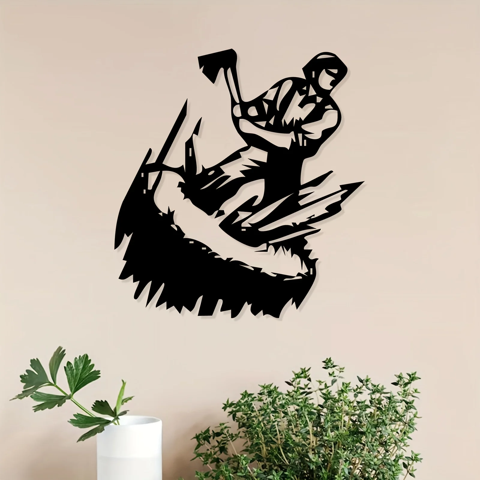 1pc Lumberjack Metal Wall Decor, Dynamic Iron Wall Sculpture Mural, Weather‑Proof Indoor‑Outdoor Wall‑Mounted Ornament
