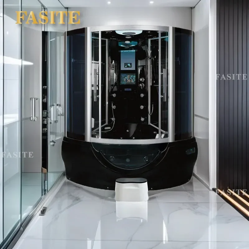 For Tempered Glass Sliding Door Waterproof Base Arc Fan Steam Room Shower Enclosure Family Bath Integrated Factory Wholesale
