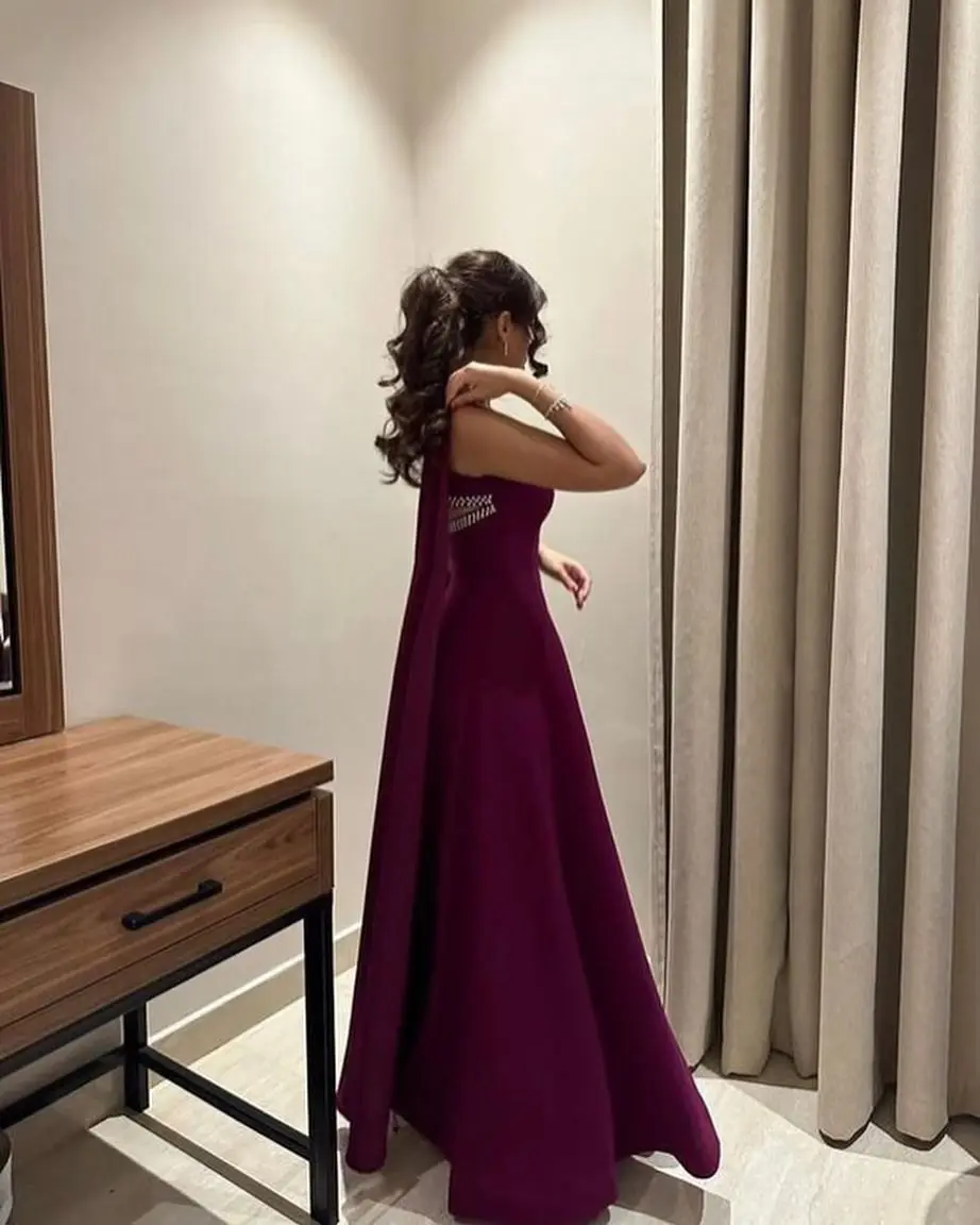 Jirocum Elegant Square Neck Purple Prom Gown Customized Beaded A-Line Party Evening Dress Floor Length Formal Occasion Dresses