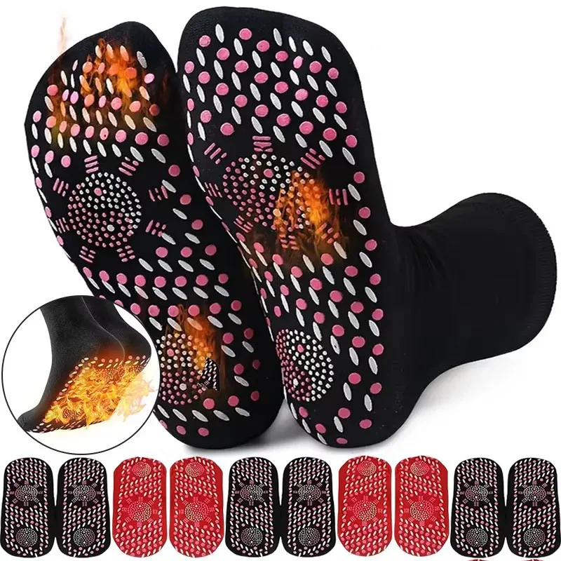 1/3/6pairs Compression Slimming Health Socks Winter Elastic Warm Self-Heating Socks Health Care Socks Magnetic Therapy Socks