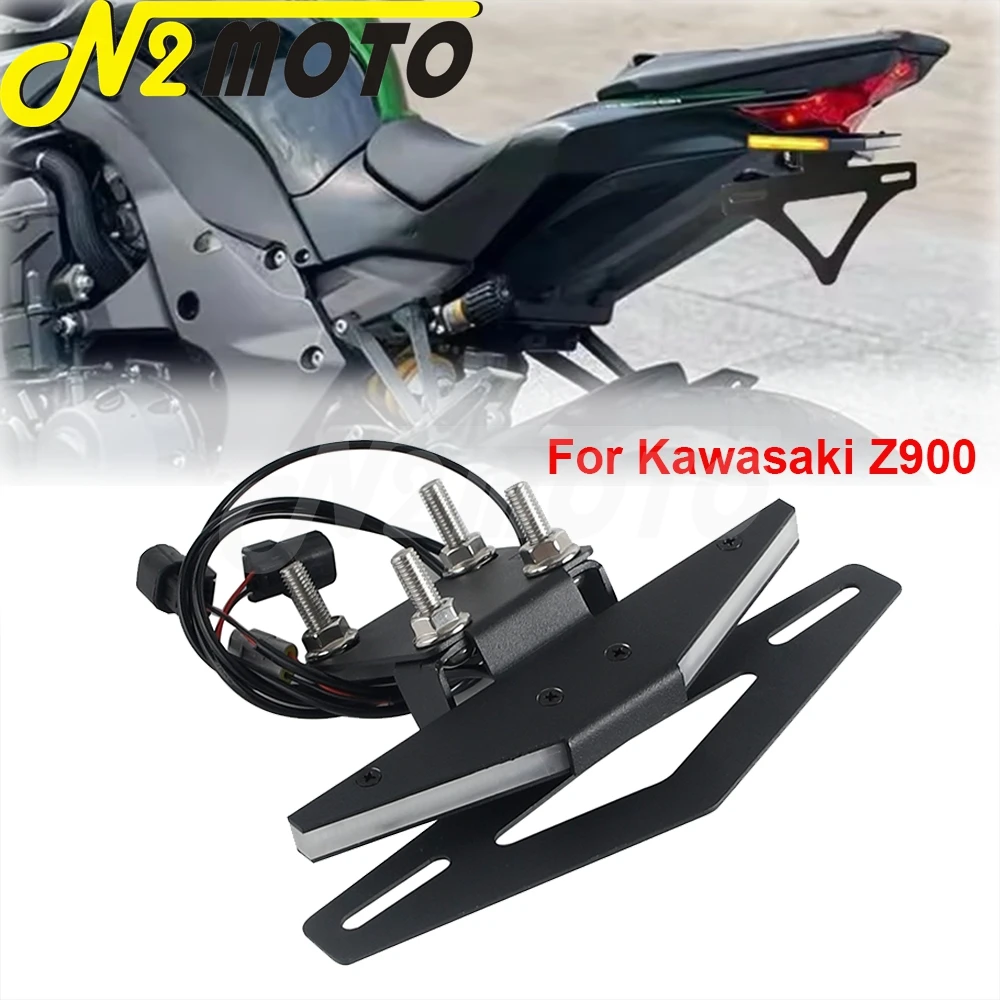 Marco de soporte de licencia Z 900, luz LED de registro para KAWASAKI Z900 24-25, eliminador de guardabarros de motocicleta, soporte de placa de número trasero