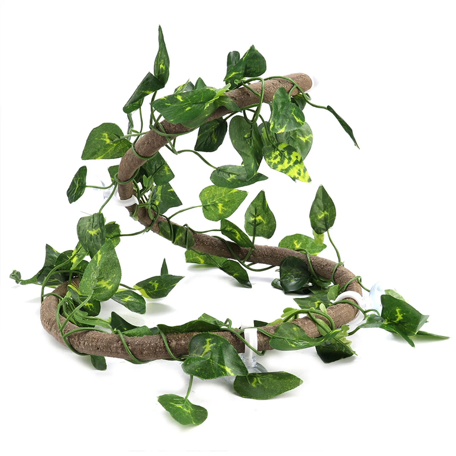 ZK40 Reptile Climbing Branch Flexible Jungle 3.28ft Rattan 1Pc Vine(3.28ft Rattan+Scindapsus Leaves)