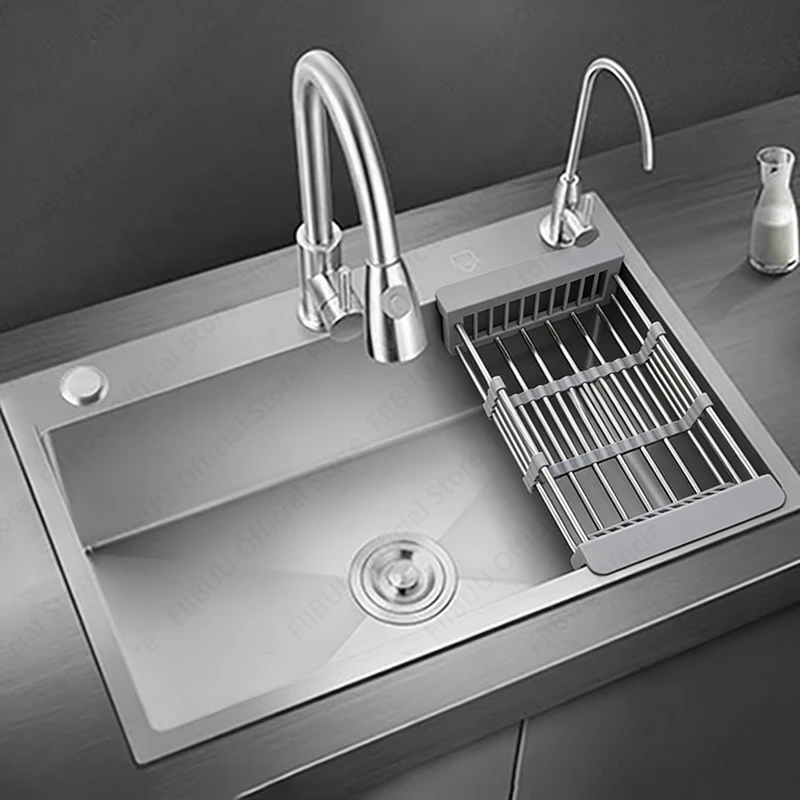 

304 Stainless Steel sinks Silver Kitchen Sink Above Counter or Undermount Installation Single Basin Bar Sink Washing Basin