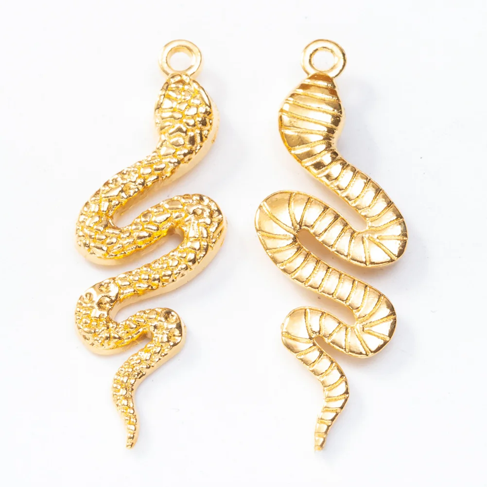 

32 Pcs Decorations Alloy Snake Pendant Jewelry Accessories Earring Charms Necklace Golden Metal