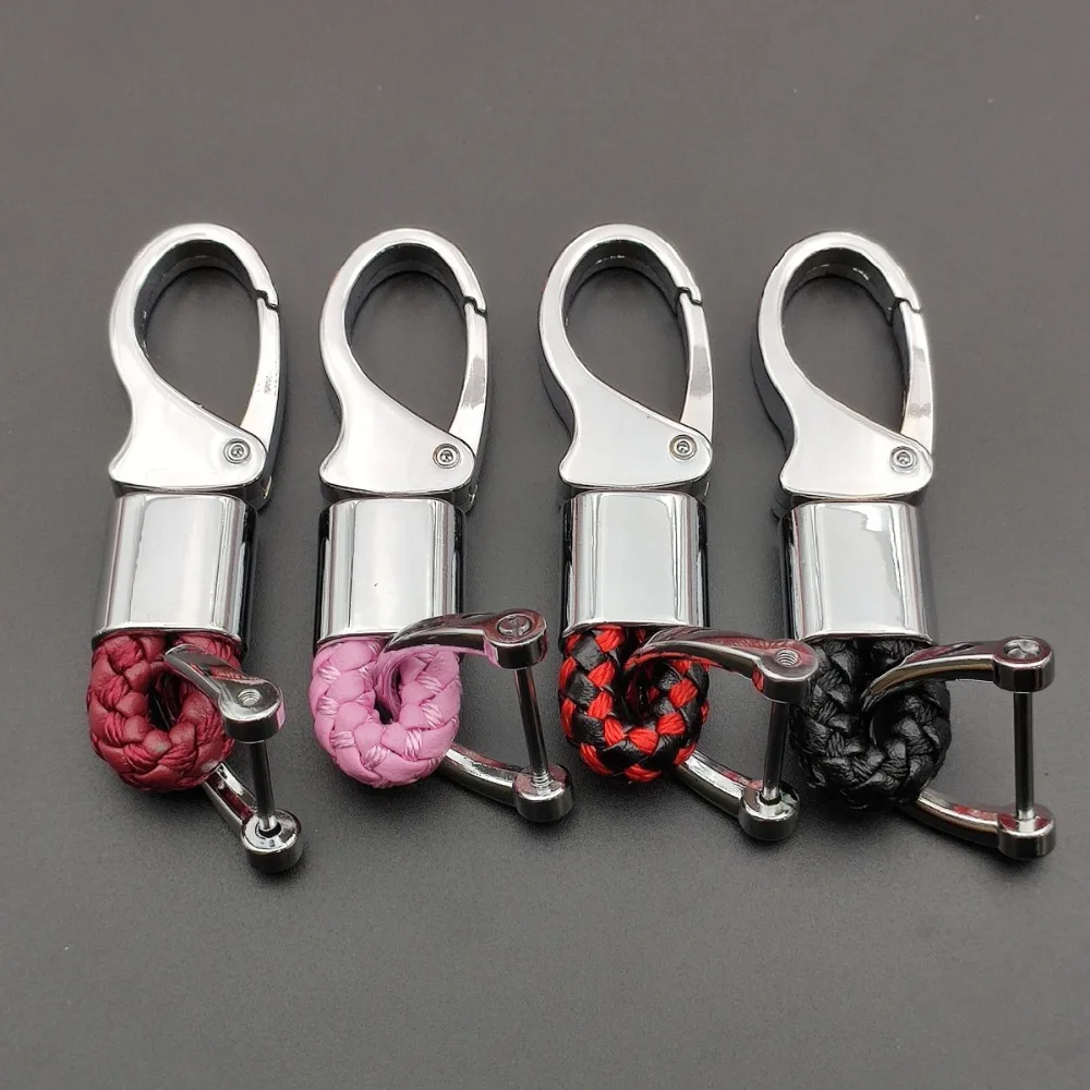 

Microfiber Rope Leather Custom Engrave Name Personalize Keychain Weaving Braided Chain Fashion Hardware 360 Degree Rotatable
