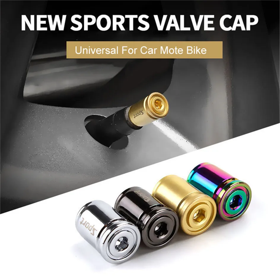 Top Quality Car Styling Zinc Alloy Car Tire Valve Caps Anti-theft Sport Wheel Tires Stem Air Cap Airtight Covers Tire Screw Cap