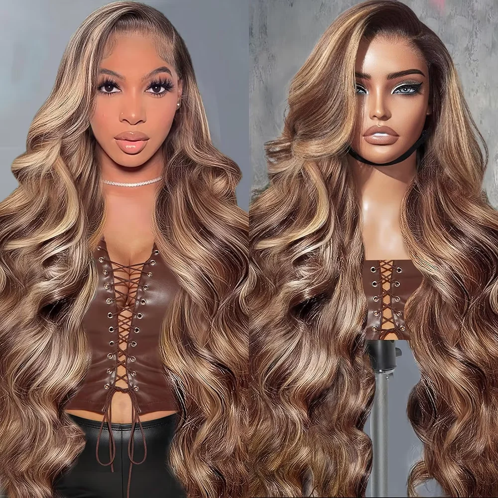 

Парик из натуральных волос P4/27 Highlight Colored Body Wave 13x4 HD с прозрачной кружевной вставкой 13x6, для женщин, плотность 220%.