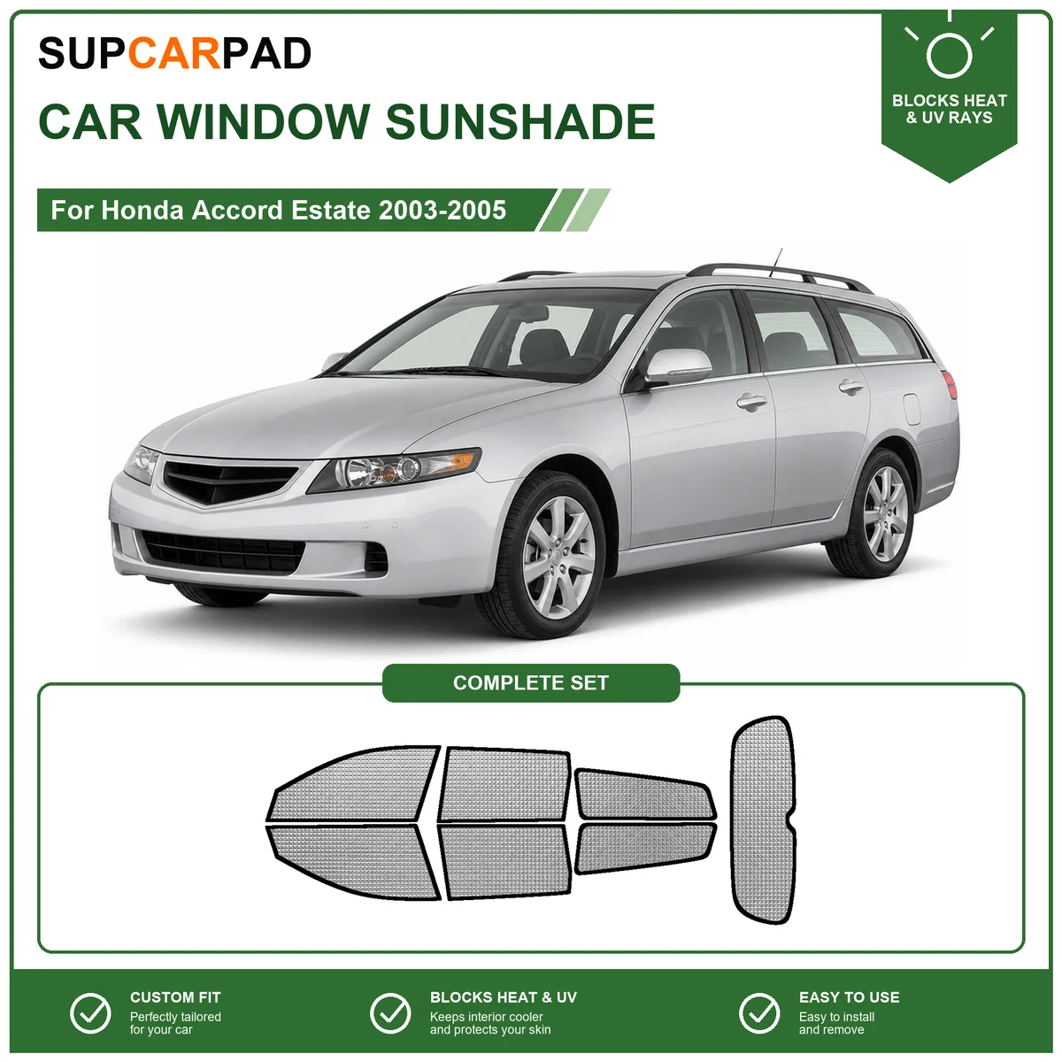 For Honda Accord Estate 2003-2005 Full Set Car Window Sunshades UV Block Privacy Heat Insulated Foldable Car Curtain