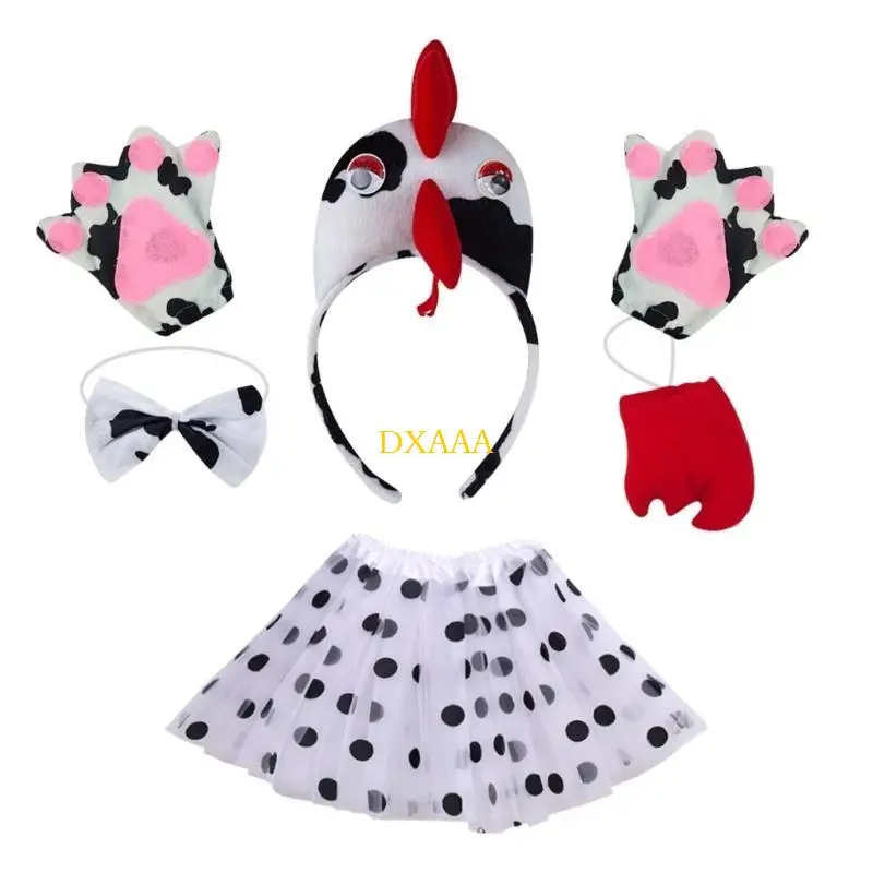 DXAA Chicken Costume Set Rooster Headbands Easter Chicken Headwear Animal Hair Hoop