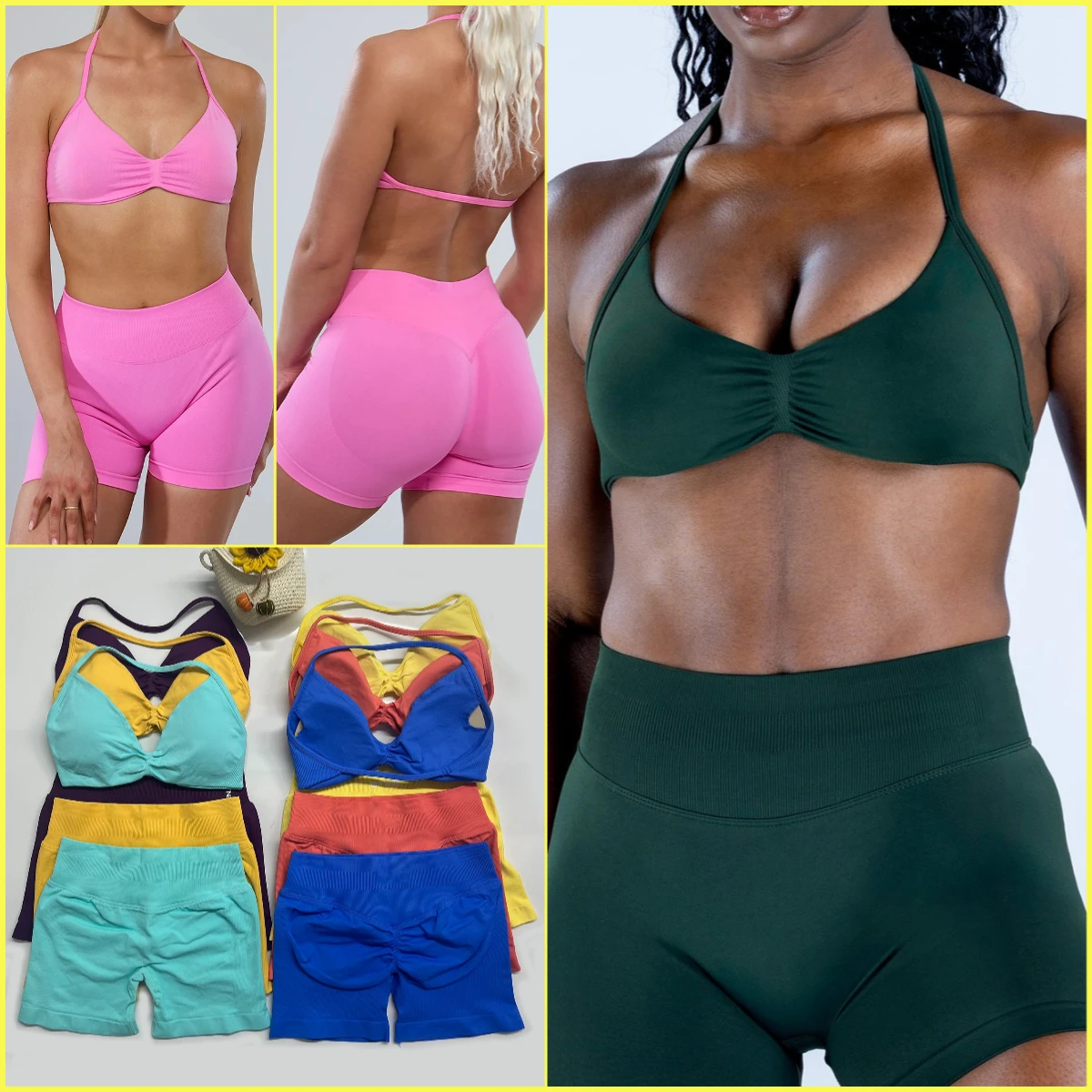 

2pcs impact Gym Set Women DFNNYE strappy Yoga outfits Bra Top sportswear Workout Seamless Shorts Sports Fitness Suits sets