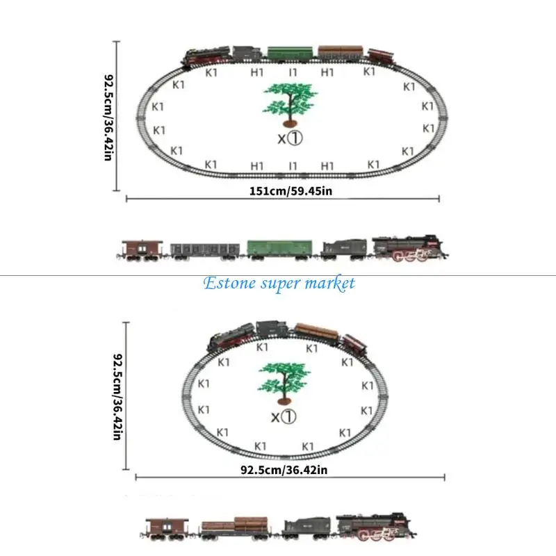 Tren Retro 090B, juego juguete pista simulación eléctrica con luces, tren juguete eléctrico con motor