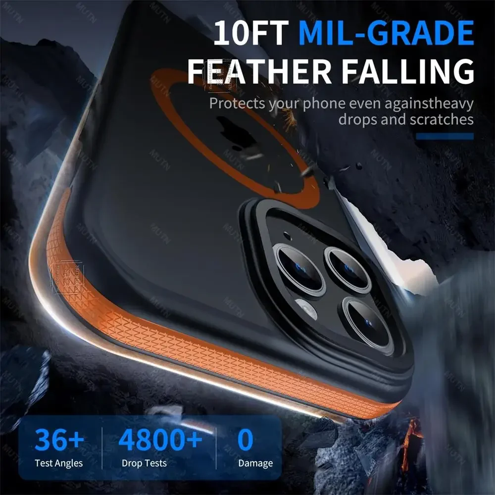 เคสกันกระแทกแบบด้านหรูหราสำหรับ iPhone 11 12 13 14 15 16 17 Air Pro Max Plus รองรับ MagSafe ชาร์จไร้สายแบบแม่เหล็ก