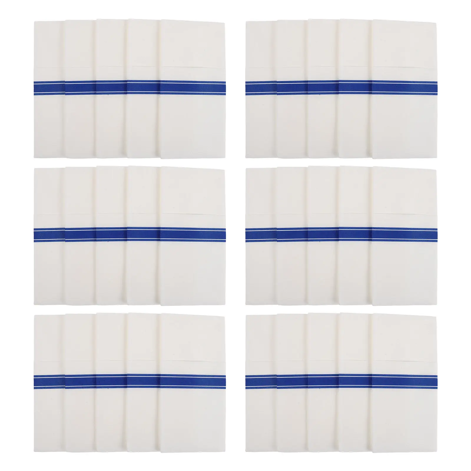 50Pcs Disposable Dinner Napkins Pocket Elegant Blue Trim Prefolded Paper Silverware Holder Party Wedding Reception Table