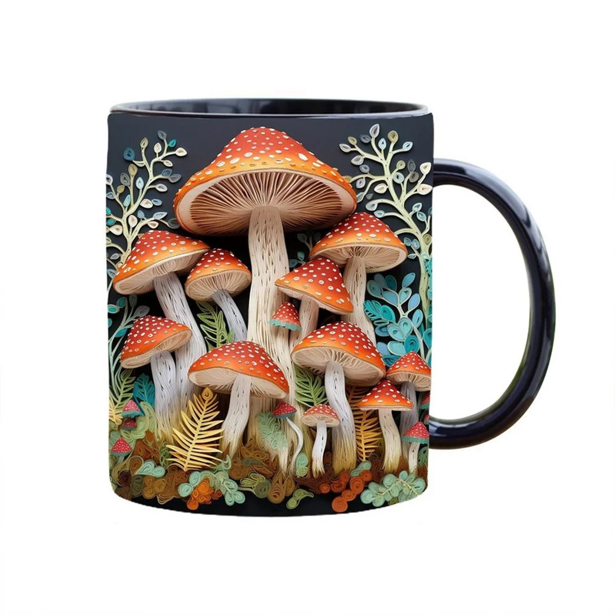 

3D Magic Mushrooms Mug Ceramic Creative 3D Fun Space Design Mugs Offices Multi-Purpose Drink Cup for Home Office Dorm A