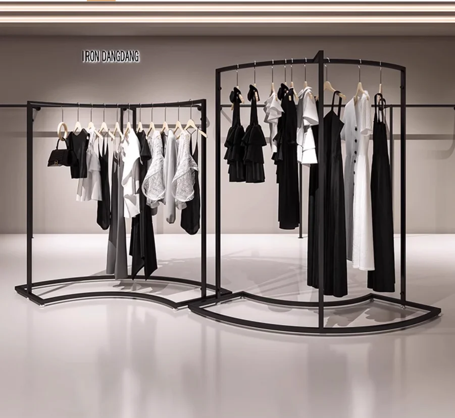 

curved clothing display rack